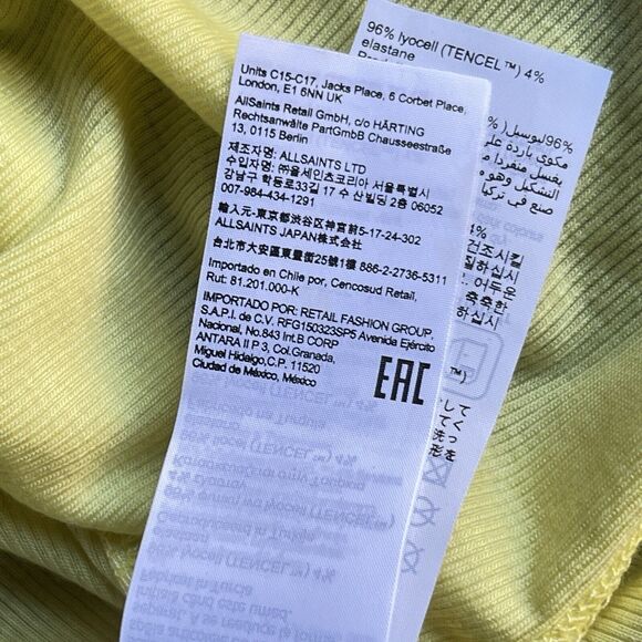 All Saints Rina Crewneck Tank Top Womens Size 8 Crewneck Sleeveless Yellow - Picture 9 of 13